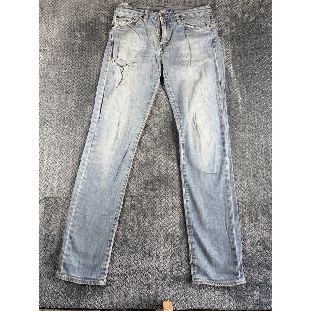 Levis 511 Jeans Mens 30x34 Blue Denim Skinny Fit Medium Wash 5 Pocket Distressed
